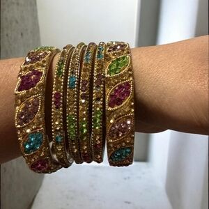 VINTAGE Gold Multicolor Bangle Set